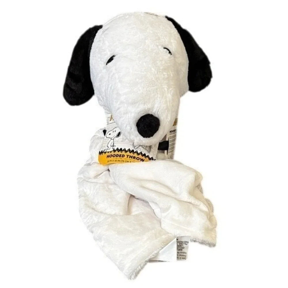 Peanuts Snoopy Hooded Throw Blanket - Black and White 30in x 50in NEW